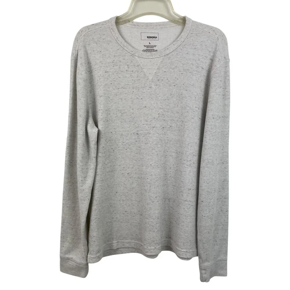 Sonoma Mens Heather Gray Thermal Waffle Knit Long Sleeve Shirt Size Large - Picture 1 of 6